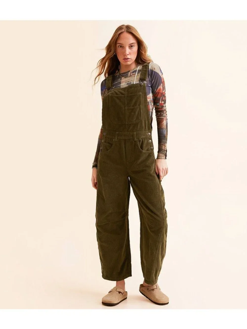 Free People Good Luck Cord Overalls in Fir Green Size Large - Picture 3 of 14